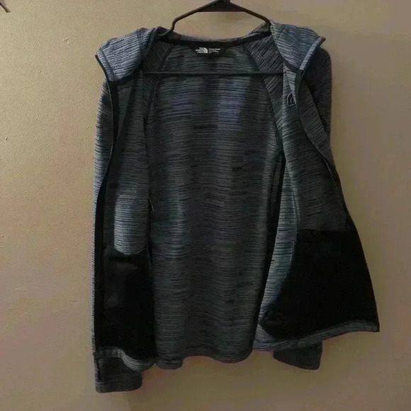 The North Face zip up hoodie, gray and blue, size large - Picture 4 of 7